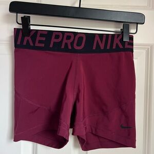 Nike Red Athletic Shorts Compression Fit Moisture-Wicking